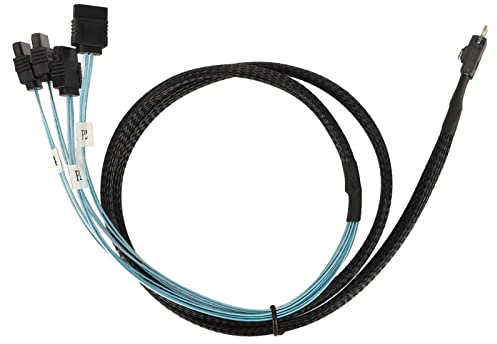 Zunate SAS-Kabel SFF-8654-4 zu SATA Forward Breakout 7-Pin-Array-Festplatte, Schnellere Übertragung für Raid-Controller-Festplatte, PVC-Computerzubehör (1 m / 3,3 Fuß)