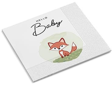 Servietten mit Wunschtext personalisieren | Hello Baby | Kleiner Fuchs | 330 x 330 mm | Feier | Geburt | Tischdeko | Einschulung | Papierservietten | Menge wählbar (120 Stück)