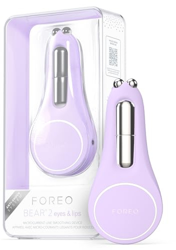 FOREO BEAR 2 Eyes & Lips - Massagegerät gegen Falten für sofortige Gesichtsstraffung - Augenmassagegerät - Augenbrauenlifting - Behandlung gegen Augenringe & Lippenpflege - Lavender