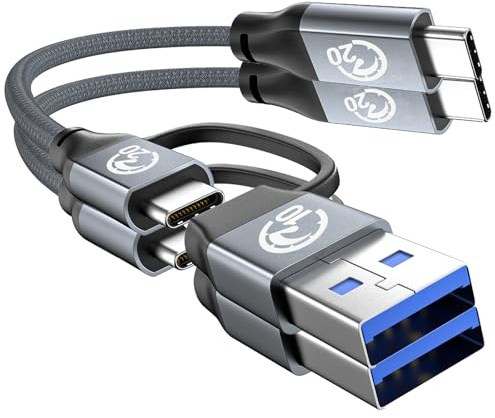Cable USB C 240W 0.2M 2Pack, Cable de Carga PD 3.1 USB C a USB C 3.2 Gen 2 | 20 Gbps Cordón USB A a USB C Carga Rápida , Vídeo 5K/4K@60Hz, para iPhone 17/16/15, Galaxy S26/S25/S24, MacBook Pro/Air