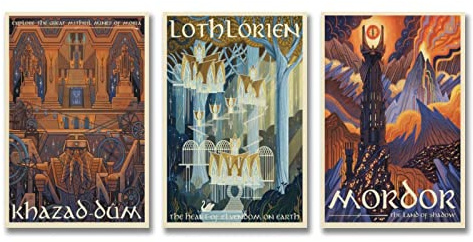 Mordor Herr der Ring Hobbit Film Vintage Reise Leinwand Kunst Poster-Set von 3 Bündel Poster Coole Kunstwerke Malerei Wandkunst Leinwanddrucke Hängende Bild Poster 40 x 60 cm