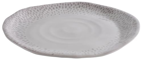 APS 85324 tallrik FOOTMARK, Ø 26,5 cm, höjd 2,5 cm, melamin, dekor, vit-grå