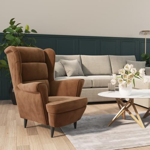 FUDUGEHMIOFWFJJ Lounge Sessel,XXL sitzsack,schaukelstuhl,Sessel Braun Samtrelaxsessel,lesesessel,Sessel,stillsessel,