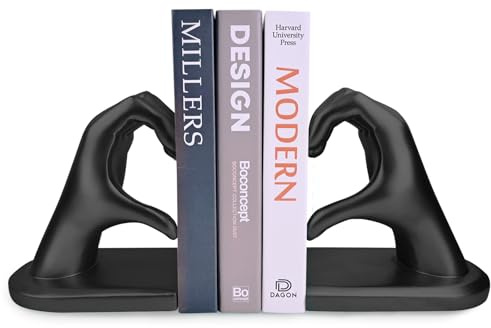 Serre-Livres décoratifs Geste Noir Serre-Livres Sculpture Mains en Forme de cœur, créatif et Support pour Livres pour Le Salon, la décoration intérieure et Les séparateurs d'étagères de Bureau