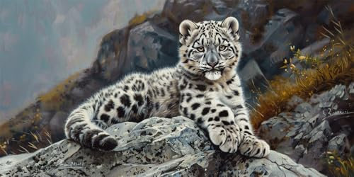 Tiger Malen Nach Zahlen Erwachsene Groß 100x200cm, Malen Nach Zahlen Stein, Kreativ Set für Erwachsene, DIY Handgemalt Ölgemälde Leinwand Kit mit 3 Set Pinseln Acrylfarben, Home Wand Dekor, Rahmenlos
