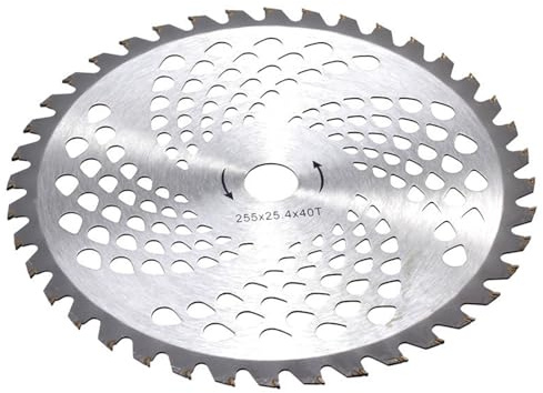 Profi Sägeblatt für Motorsense, Durchmesser: 255 mm (25,5 cm/10 in), Aufnahme: 25,4 mm, 40 Zähne, aus massivem Hartmetall, Freischneider Grasmesser Trimmer Kreissägeblatt