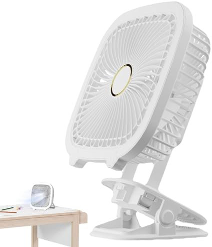 scyca Ventilateur de bureau - Ventilateur de bureau multifonction avec clip USB - Ventilateur avec lumière LED, port USB pour bureau, veilleuse, cuisine, lit, chambre à coucher, lampe