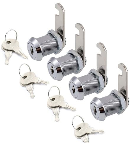 4-pack skåplås med järnnycklar kamcylinderlås säker låda brevlåda hänglås fil förvaringslås hårdvara 1 st (25 mm olika nyckel)
