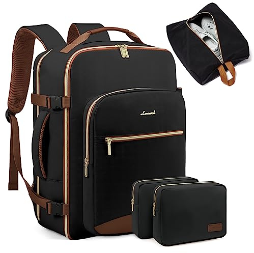 LOVEVOOK Handbagage Ryggsäck Flygplan, 45L Stor Reseryggsäck Dam Resväska Ryggsäck, Vattentät Resväska för 18-tums Laptop, Reseryggsäck för Resor Affärsresor Affärsvandring Weekend