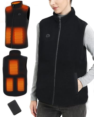 Mincoo Beheizbare Weste Damen Fleece mit 5V 10000mAh Akku - Heizweste Damen Fleece mit 3 einstellbare Temperaturen, 5 beheizten Zonen, ideal für Outdoor-Arbeit, Skifahren, Wandern und Pendeln