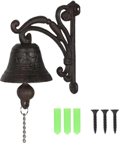 Türglocke Gusseisen antik, Rustikale Wandglocke im Landhausstil, Bauernhaus Outdoor Türklingel, Innen Dekorative Wand Montiert Antike Dekorative Uhr, Haustür Wandglocke für Garten und Haustür (A)
