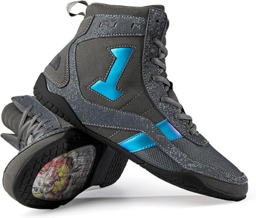 Bodybuilding Boxningssko Core Wrestling Skor Lätta Fighting Sports Brottningsskor Halkfri Lätt Svettabsorberande För Män, Kvinnor Och Barn, Grey, 37 EU