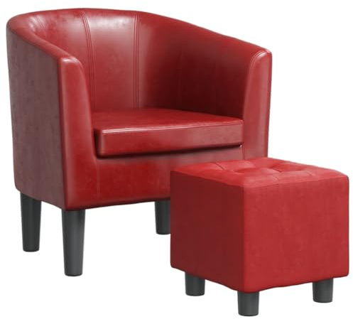 Kaorsrow Poltrona club con poggiapiedi, 70 x 56 x 68 cm, in pelle sintetica moderna, robusta struttura in pino, comoda poltrona TV e sgabello per soggiorno, camera da letto, ufficio