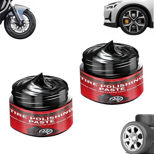 2 pièces Pâte de Rénovation pour Pneus et Garnitures Plastiques 30g Brillant Pneu avec Éponge - Gel Entretien pour Voiture, Moto et Camion - pour Nettoyage et Rénovation des Roues