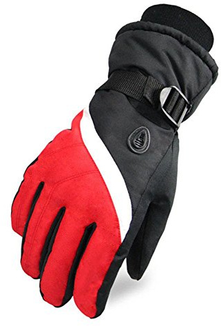 Ski Snowboard Gloves for Men Winter Cold Weather Motorcycle Snowmobile Warm Gloves, red, F