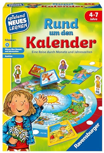 Ravensburger 24984 - Rund um den Kalender - Spielen und Lernen für Kinder, Lernspiel für Kinder von 4-7 Jahren, Spielend Neues Lernen für 2-4 Spieler