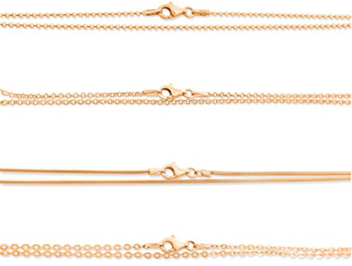 Halskette Kinder 38cm rose Goldkette aus 925 Sterling Silber Kugelkette Erbsenkette Ankerkette Schlangenkette Kette für Anhänger für Kinder für Frauen 38cm lang kurze Babykette