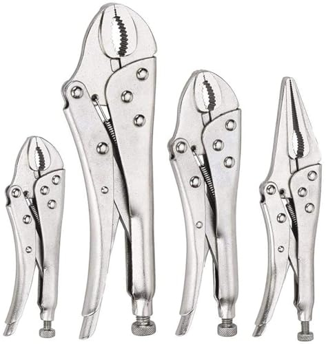 FASTPRO 4-Piece Locking Pliers Set, Vice Grips Pliers Included 5, 7, 10 Curved Jaw and 6-1/2 Straight Jaw