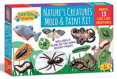 Peachy Keen Crafts Mould and Paint Your Own Creepy Crawlers Craft Set - Make Figurines for Kids to Paint That Glow in The Dark
