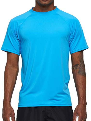 Arcweg Rashguard kortärmad skjorta för män, UV-skydd, t-shirt, elastisk snabbtorkande solskjorta, UPF 50 toppar, funktionell skjorta, fitnesskjorta, rash väst, för surfing, löpning, fiske, vandring, M-3XL, Himmelsblå, L