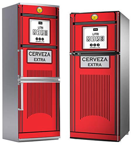MEGADECOR Vinile adesivo decorativo per frigorifero, speciale privo di bolle, pompa a benzina di birra (200 cm x 60 cm)