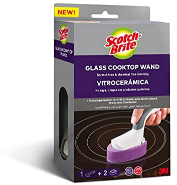 Scotch-Brite Bacchetta per la pulizia di piani di cottura in vetroceramica , confezione da 1 + 2 testine di ricarica