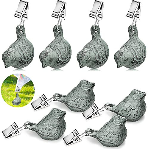 Patelai 8 Pieces Tablecloth Weights Cast Iron Antique Bird Vintage Tablecloth Weights Clip on Hangers Pendant Kit for Outdoor Home Garden Party Wedding Picnic Table Covers(Light Green)