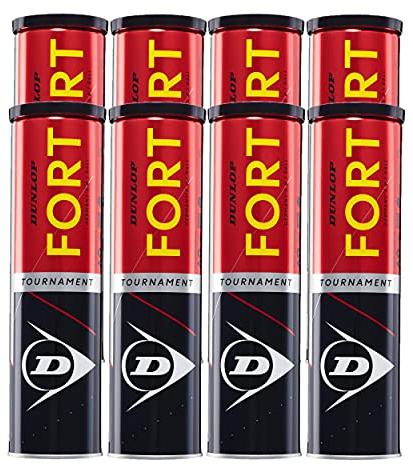 Dunlop Fort Tournament Tennis Balls 8 Cans - 32 Balls Yellow Tournament Ball