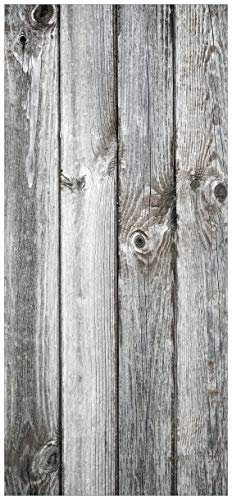 Wallario Selbstklebende Türtapete mit Schutzlaminat Holz-Optik Textur hellgraues Holz Paneele Dielen mit Asteinschlüssen - Türposter 100 x 220 cm Abwischbar, rückstandsfrei zu entfernen