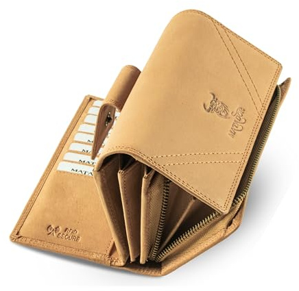 MATADOR Geldbörse Leder Damen #LISSABON mit edler Geschenkbox, Elegante Geldbörse Damen Rot mit RFID Blocker, Luxus Brieftasche Damen Groß mit vielen Kartenfächern, Blumen Rot