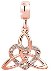 KunBead Jewelry Rose Gold Tone Celtic Knot Dangle Bead Charms Compatible with Pandora Bracelets