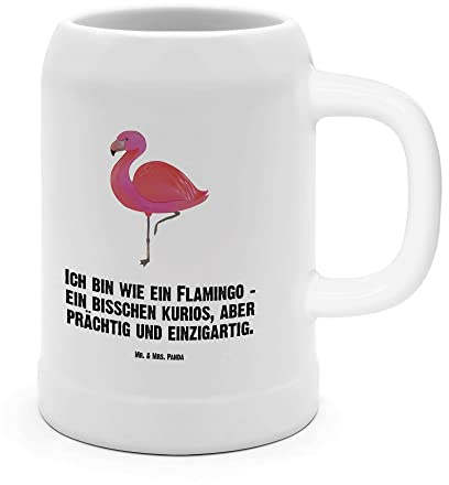 Mr. & Mrs. Panda Bierkrug Flamingo Classic - Geschenk, einzigartig, 5 l, Spruch, 500ml, für mich, Außenseiter, stolz, Sohn, Steinkrüge, Bierkrüge, 0