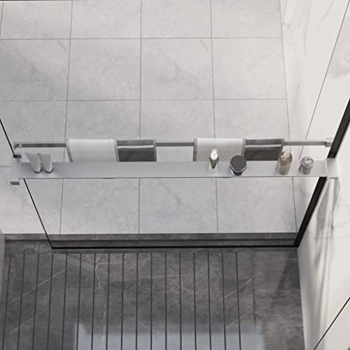 Bussandri Estante de ducha Revera para pared, ducha a ras de suelo, cromado, 100 cm, aluminio, con espacio de