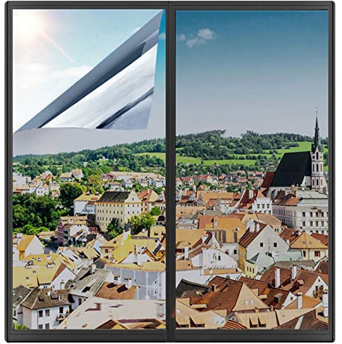 Sonakia Silber Reflektierende Fensterfolie, Spiegelfolie Fenster Sonnenschutzfolie, Sichtschutz Blickdicht Fensterfolie Für Haus/büro, Uv-Block/Thermo Fensterfolie,WxH-100x200cm(39 * 79in)