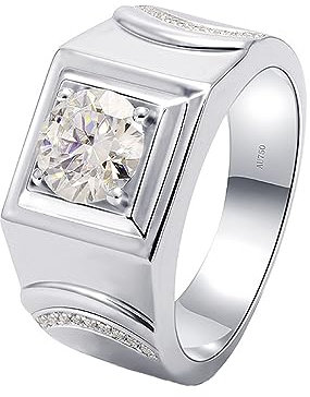 ANAZOZ Verlobungsring Herren, Ring Herren Gold 585 Ringe Breit mit Moissanit 1ct Bandring Größe 53 (16.9)