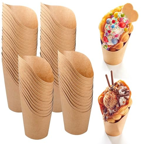 Bubble Waffeleisen Tüten, 50 Stücke Bubble Waffel Tüten, Fase Pommes Tüten, Snacktüten, Popcorn Becher Geeignet für Pommes Frites Waffeln Popcorn Gebackene Kuchen Puffs