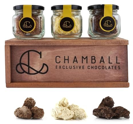 Caja de Chocolates para Regalar, 15 Trufas de Chocolate Belga con: Chocolate Blanco, Negro y con Leche, Rocas de Chocolate ideal Caja regalo Chocolate con Trufas Magicas, Chocolate box de CHAMBALL