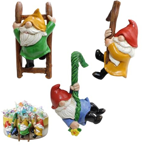 DMAIS Gnomos para macetas, gnomos para macetas - Kit de adornos de muñeco sin rostro de resina de 3 piezas | Adorno de muñeco sin rostro, escultura de gnomos de resina, maceta enana para decoración de