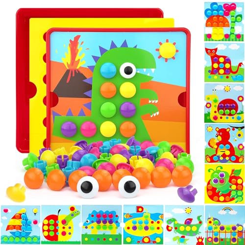 ENIKMOSD Mosaik Steckspiel für Kinder 2-4 Jahre, Montessori Motorikspielzeug zum Lernen von Farben, Lernspielzeug Geschenk