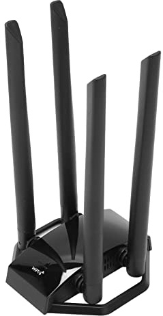 Adaptador WiFi, adaptador de red inalámbrica de doble banda 2.4 GHz 5 GHz 1800 Mbps WPA3 WiFi6 Antenas de alta ganancia Dongle WiFi para ordenador de sobremesa