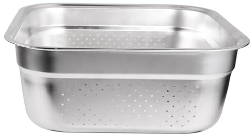 BOSREROY Passoire carrée en acier inoxydable de 38 cm, panier de cuisine avec trous de drainage uniformes pour un rinçage efficace, grand récipient carré pour la cuisine, le lavage des légumes, pour