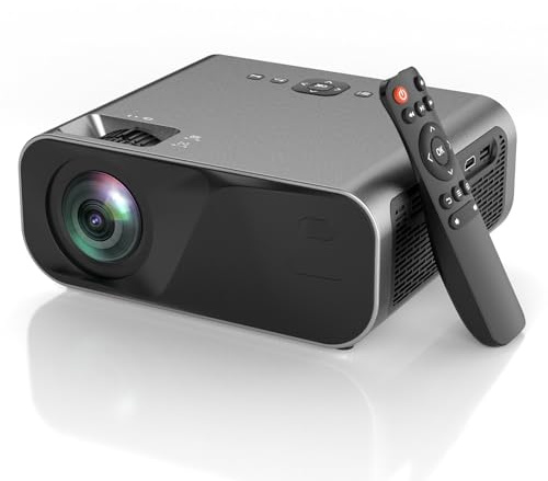 Joulli 1080P Full HD Mini Beamer, Heimkino, 8500 Lumen, 260-Zoll, 50% Zoom, Manueller Fokus, Heimkino Beamer für Handy Phone, Tablet/Laptop/PC/TV-Box, HDMI, USB, AV