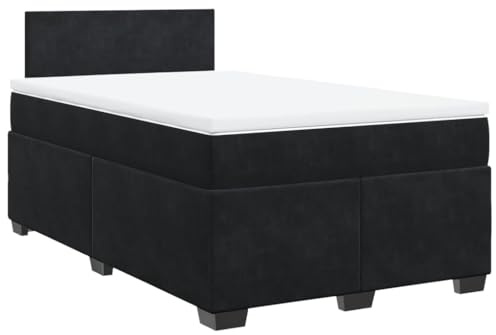 vidaXL Boxspringbett mit Matratze Schwarz 120x200 cm Samt