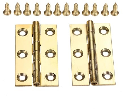 TROGPYXG 2 Stücke Vintage Messing Dekorative Schrank Kleiderschrank Scharnier Schmuck Holzkiste Scharnier Möbelbeschläge Mit Schrauben(50 x 27mm)
