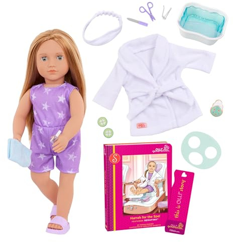 Our Generation - Serafina 46 cm Puppe blond mit Bademantel und Gesichtsmaske haselnussbraunes glattes Haar