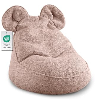 Gutekissen® Kinder Sitzsack „Miki“ mit Ohren – Bequemer Montessori Sitzkissen, extra weich und gemütlich fürs Kinderzimmer und Spielzimmer, ideal zum Lesen, Spielen und Entspannen (Rosa, 68x68x50 cm)