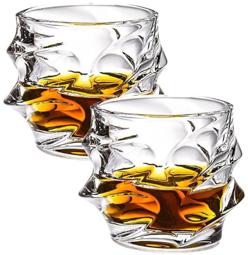 Tsuki – Lot de 2 verres à whisky japonais de 320 ml, verres à whisky à l'ancienne, verres de bar en cristal lourd, cadeaux à bourbon pour homme