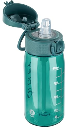 OLDLEY Kids Water Bottles with Straw 420ml/14oz BPA Free Tritan Water Bottle with Handle Leakproof Time Marker School Sports Drinking Bottle for Toddler Boys Girls (Dark Green)