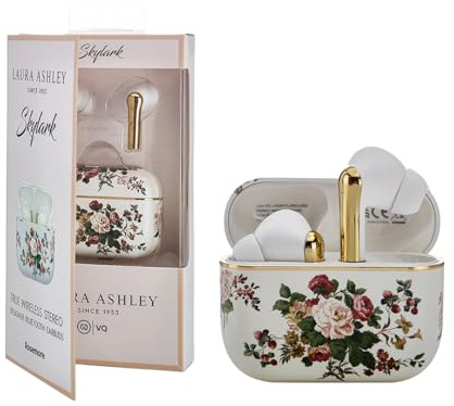 Laura Ashley Rosemore TWS Wireless Earbuds - Skylark Rechargeable Ear Buds | HD Mic, ENC Noise Cancelling Earbuds, Bluetooth 5.4, 40H Backup Charging Case, iOS & Android Compatible Earphones, 10m Range