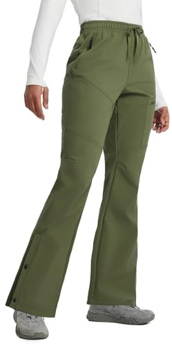 baleaf Damen Wanderhose Thermohose Wasserabweisend Softshellhose Scheehose Armeegrün L
